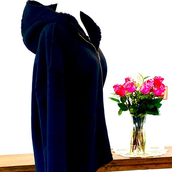 🎁❄️UGG Jody Faux-Shearling Hoodie-Jacket, Size M, Black (NWT) - Picture 4 of 9